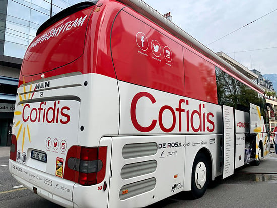 Team Cofidis Ankunft in Montreux