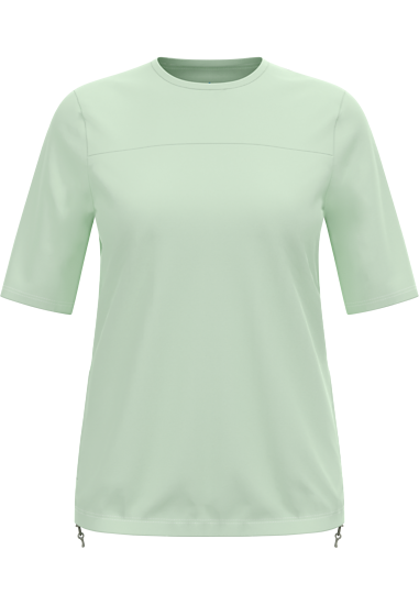 Das Kurzarmshirt ist ebenso für Damen erhältlich und besteht aus einem recycelten Chill-Tec-Stoff.