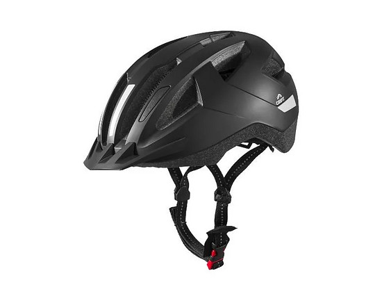 Mit etwas weniger aggressiver Optik kommt der Crivit Helm mit Rearlight.