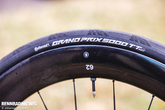 Und wie alle anderen bevorzugt das Team den Conti TT –hier  auf den 62 mm Felgen von Back Inc.