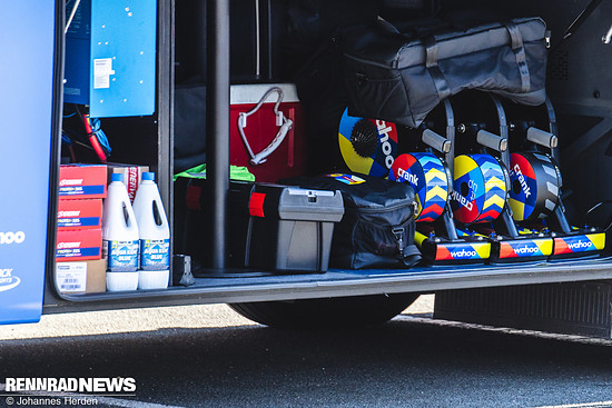 Rollentrainer in Teamfarben bei Trek-Lidl.