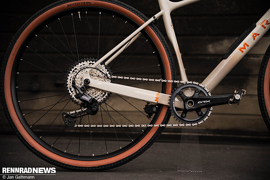 Unser Marin Headlands 2 Test Rad kommt mit Shimano GRX 820 Gruppe im 1x12 Set-up.