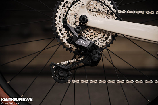 Der Rahmen besitzt eine UDH-Aufnahme – hier mit GRX-Schaltwerk.