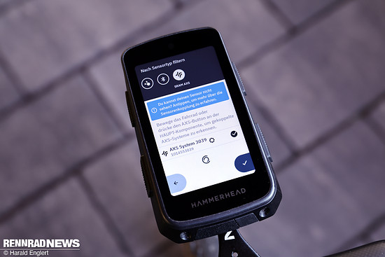 Selbstverständlich lässt sich ein neues Bike auch direkt am Hammerhead Karoo koppeln