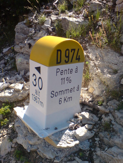 Mont Ventoux, KM-Stein Südrampe